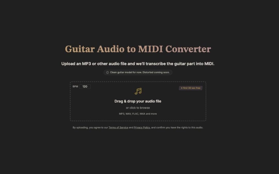 Guitar Audio to MIDI Converter Gratis de Eldoraudio