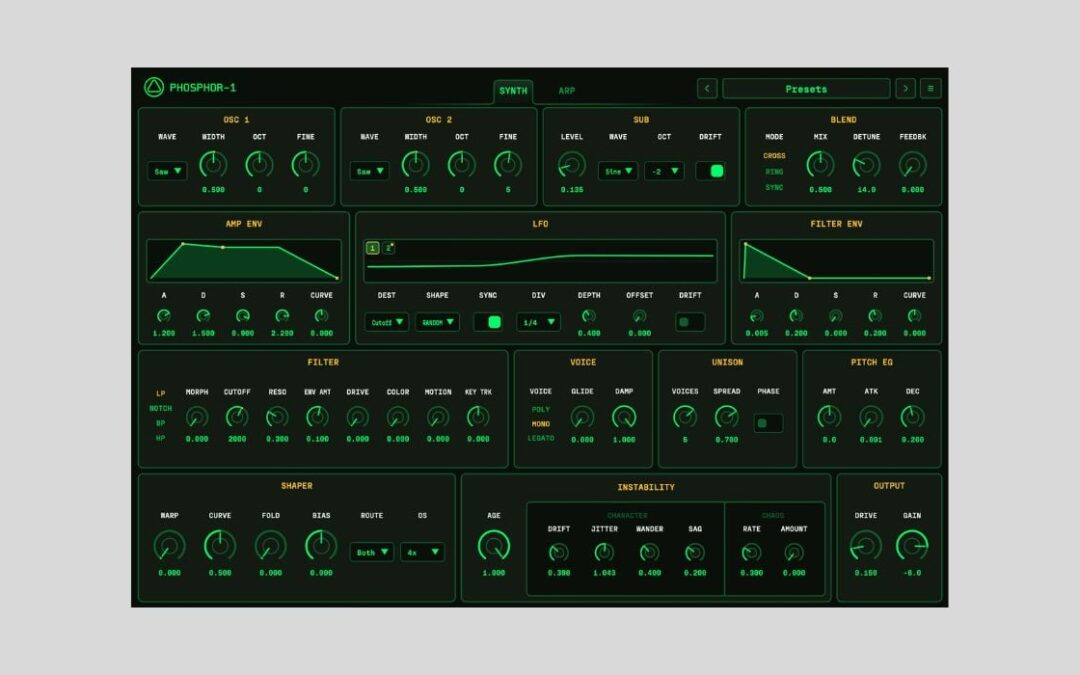 Phosphor-1: Synth Analógico Gratis para MacOS